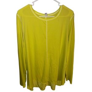 Livi Lane Bryant Women‎ Plus Size 18/20 Neon Yellow Mesh Long Sleeve Active Top